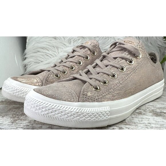 Converse CTAS Precious Metal Suede Lo Shoe Sneaker Women's 8 Taupe Metallic - Picture 13 of 13